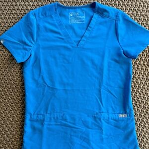 Figs Casma 3 Pocket Women’s Professional Scrub Top XS Blue FW1100 PO2678